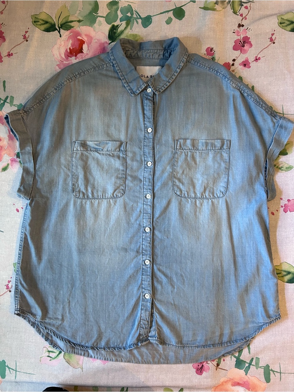 Lola River Tencell Short Sleeved Button Top